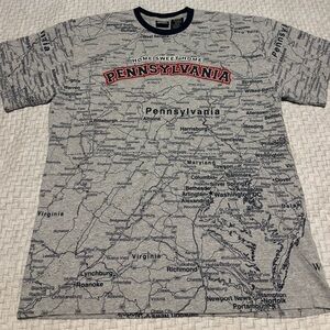 Vintage Pennsylvania “State of Mine” AOP Map Shirt Size Large